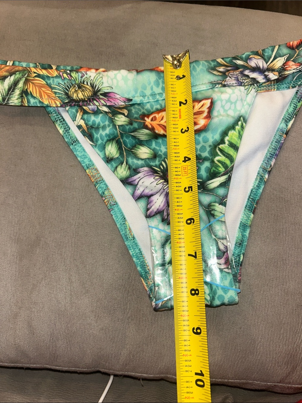 Floral Teal Bikini Bottom UK8/ US4/ Eu36 - Picture 3 of 6